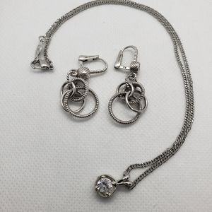 Judith Ripka Sterling Silver Earrings and Necklace